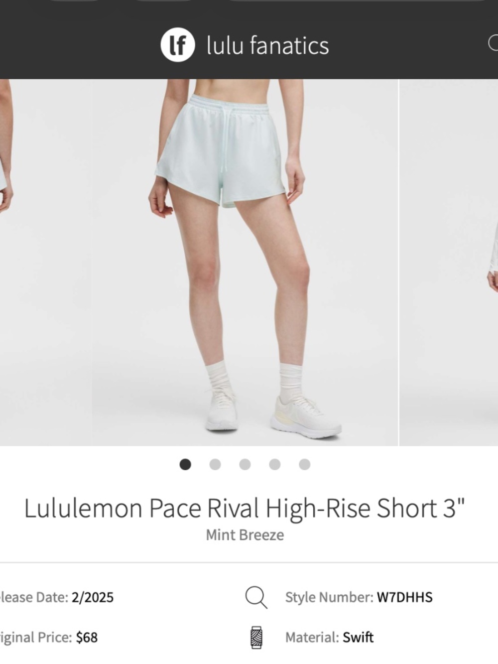 NWT Lululemon Pace Rival High-Rise Short 3" MIBR 4
